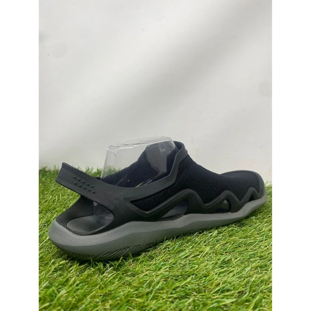 Crocs Swiftwater Mesh Wave Mens Black Gray Slingback Water Sandals US 10
